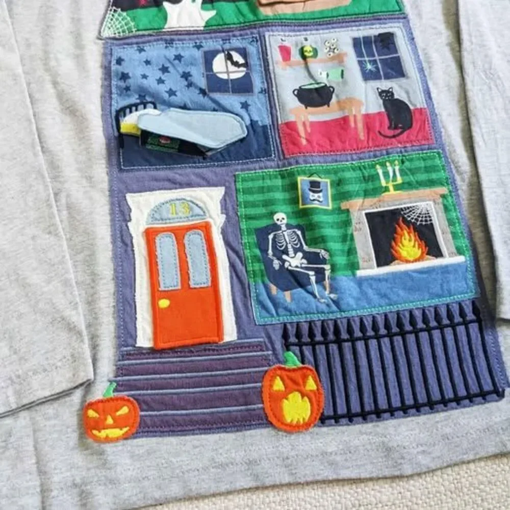 Mini Boden Halloween Haunted House Shirt 11-12Y